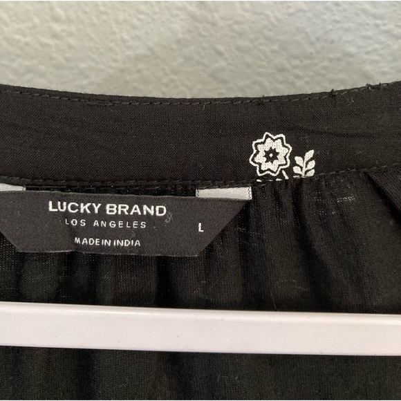 Lucky Brand Boho Floral Neutral Casual Western Long Sleeve Soft Top - Picture 4 of 6